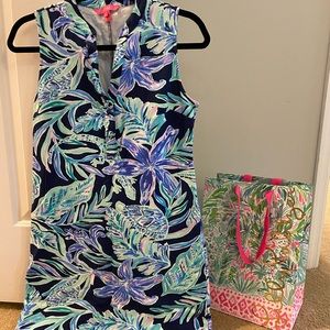 Lilly Pulitzer Sherryn Shift Dress - High Tide Navy Ready Set Gecko
